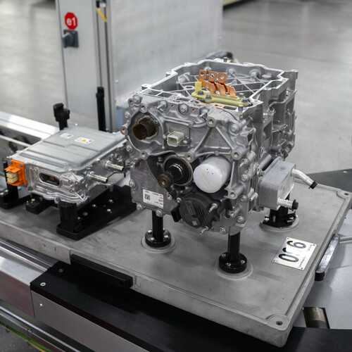 eDrive train on a conveyer belt.